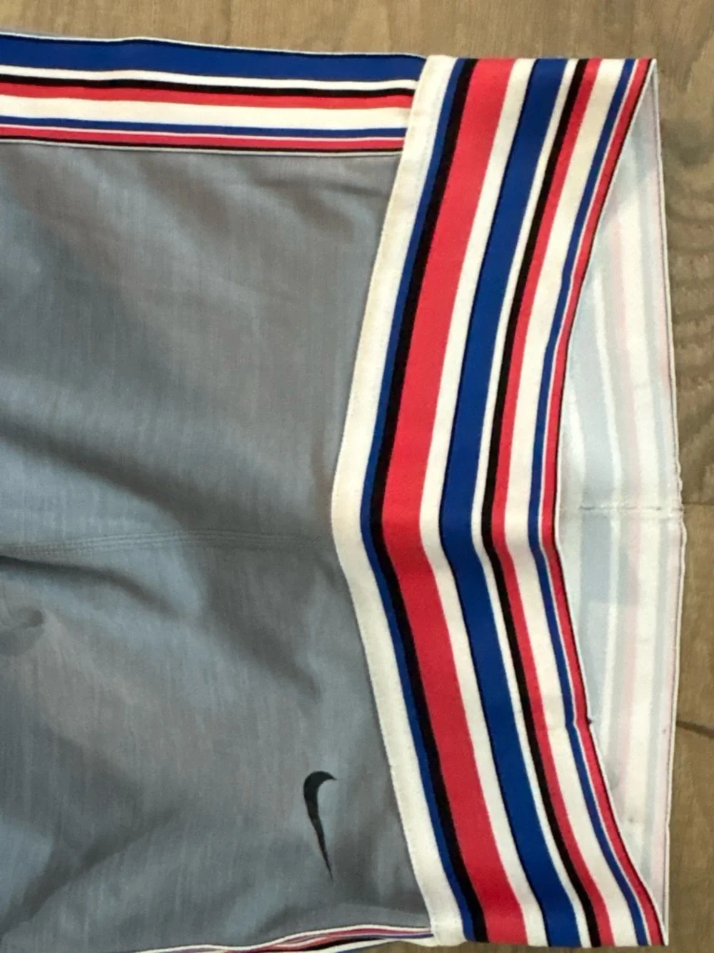 Nike Gray Leggings with Red, White & Blue Stripe Waistband